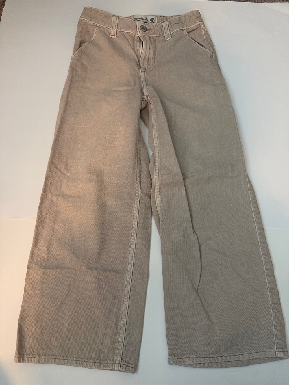 abercrombie kids Beige Wide-Leg Jeans